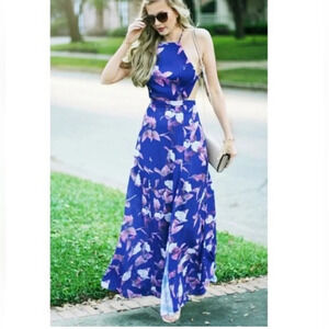 Fame & Partners Purple Midnight Floral Maxi